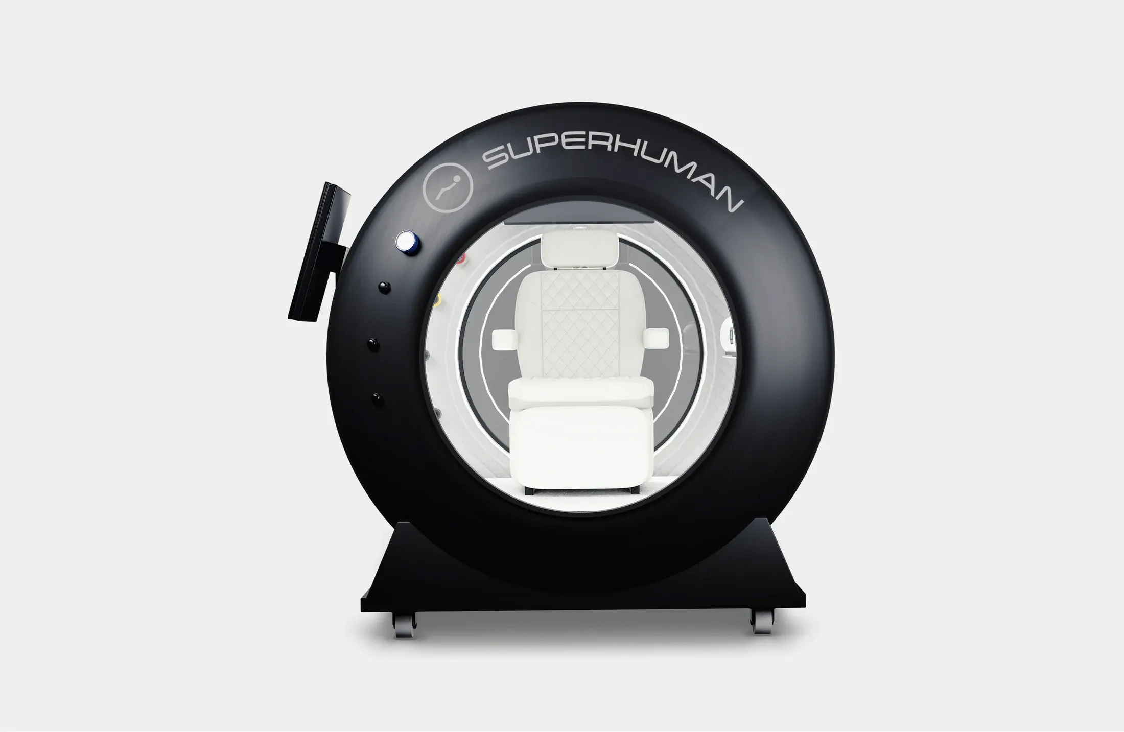 Superhuman X seated hard-shell hyperbaric chamber, pressure-tested to 150 percent of rating